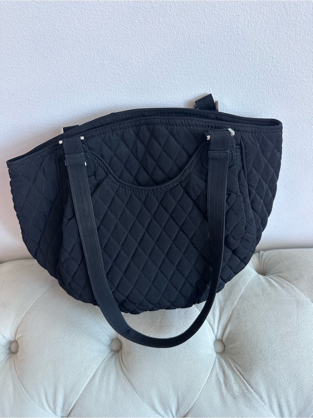 Vera Bradley Black Quilted Shoulder Tote - Picture 3 of 3